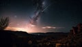 Milky Way shining above majestic African landscape generated by AI