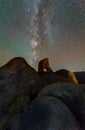 Milky way shot above the Boot arch in Alabama Hills Lone Pine, California Royalty Free Stock Photo