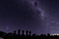 Milky Way Shows Above Moai On Easter Island, Chile