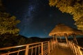 Milky way sky full of stars South Africa Kwazulu natal, luxury safari lodge in the bush Royalty Free Stock Photo