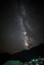 Milky way star shining above small town kaza