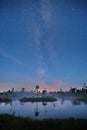 Milky way stars over swamp in Latvia