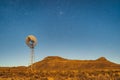 Milky Way stars with windmill Royalty Free Stock Photo