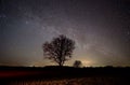 Milky way strars observing over latvian fields Royalty Free Stock Photo