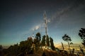 Milky way at telecommunication tower