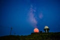 Milky Way: Watch the night view of the starry sky. The radome glows red.