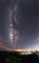 Milkyway above the colorful clouds in Taiwan sky from the top of He Huan Mountain