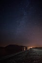 Milkyway above lake and sand