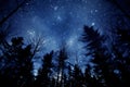 The Milkyway Is Blue, A Starry Sky With Trees