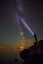 Milkyway and a man with a torchlight