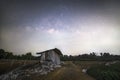 milkyway rise at the small hut of vegetable farm