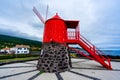 mill on Avenida do Mar, red with strong colors in the parish of SÃÂ£o Roque, Pico Island, Azores archipelago.