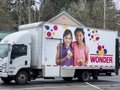 Mill Creek, WA USA - circa July 2023: Wide view of a Wonder Bread delivery truck parked in a parking lot outside of a grocery
