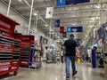 Mill Creek, WA USA - circa June 2022: Angled view of people shopping inside a Lowe`s home improvement store Royalty Free Stock Photo