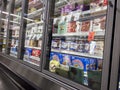 Mill Creek, WA USA - circa June 2022: Angled view of a variety of frozen treats inside the freezer section of a Town and Country