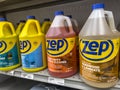 Mill Creek, WA USA - circa June 2022: Angled view of Zep specialty cleaning products for sale inside a Staples store Royalty Free Stock Photo