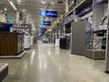 Mill Creek, WA USA - circa June 2022: Wide view of the appliance section inside a Lowe`s home improvement store Royalty Free Stock Photo