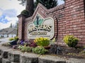 Mill Creek, WA USA - circa May 2023: Wide view of the entrance sign for The Masters at Mill Creek Community Association