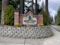 Mill Creek, WA USA - circa May 2023: Wide view of the entrance sign for The Masters at Mill Creek Community Association