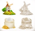 Mill and flour. Vector illustration Royalty Free Stock Photo