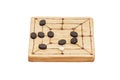 Mill game, popular in ancient Roman, isolated on a white background. Reconstruction of board games from the Roman Empire
