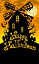 Mill with Happy Halloween sign 2 Royalty Free Stock Photo