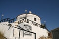 White old mill on the hill, attraction for tourist in Skiathos island, Greece, Europe Royalty Free Stock Photo