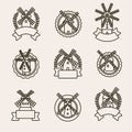 Mill label and icons set. Collection icons mill. Vector