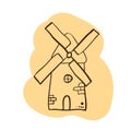 Mill logo - Doodle style - ancient traditional rural windmilll farm power ecology