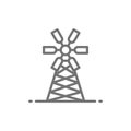 Mill, millwheel, watermill, agriculture, farming line icon.