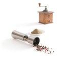 Mill for pepper on a white background Royalty Free Stock Photo