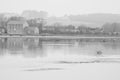 Mill Reflecting in the Water at Carew Castle, Wales Royalty Free Stock Photo