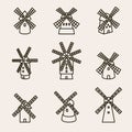 Mill set. Collection icons mill. Vector