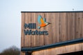 Mill Waters cafe and outdoor centre Sutton in Ashfield Nottinghamshire sign on building Royalty Free Stock Photo