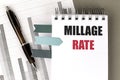 Millage rate written on notepad with pen and bar graph chart Royalty Free Stock Photo