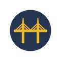 Millau Bridge, France, Massif, viaduct fully editable vector icons Royalty Free Stock Photo