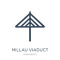 millau viaduct icon in trendy design style. millau viaduct icon isolated on white background. millau viaduct vector icon simple