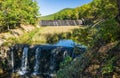 Fall View of Douthat Lake Upper and Lower Dam Royalty Free Stock Photo