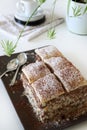 Mille-feuille dessert with chocolate cream. Royalty Free Stock Photo