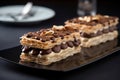 Mille feuille dessert with chocolate. Generate ai