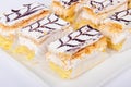 mille feuille pastry plate in front of white background