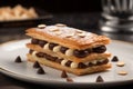 Mille feuille pastry filled with chocolate. Generate ai