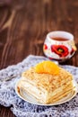 Mille-feuille pastry with mandarin Royalty Free Stock Photo