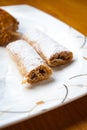 Mille Feuille Pastry with Powdered Sugar on Plate Royalty Free Stock Photo