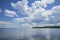 Mille Lacs Lake below dramatic clouds in north central Minnesota on a sunny summer afternoon Royalty Free Stock Photo