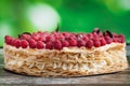 Millefeuille cake with raspberry Royalty Free Stock Photo