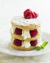 Millefeuille with raspberry Royalty Free Stock Photo
