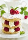 Millefeuille with raspberry Royalty Free Stock Photo