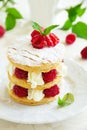 Millefeuille with raspberry Royalty Free Stock Photo
