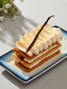 Millefeuille vanilla, layered cake with cream Royalty Free Stock Photo
